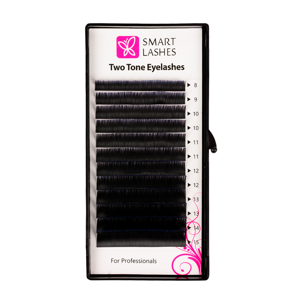 Ombre szempillák - kék és fekete - C - 0.20 mm - MIX | Smart Lashes