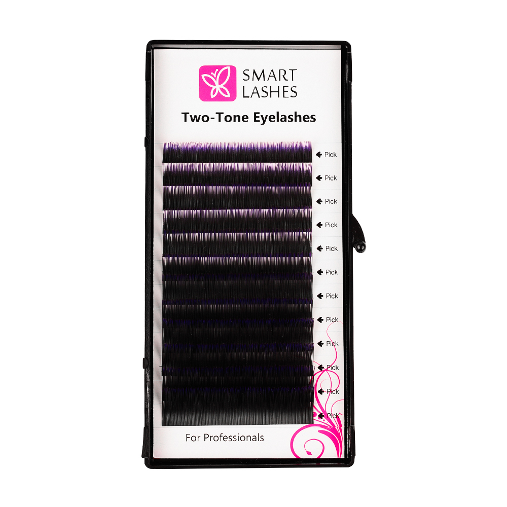 Ombre szempillák - lila és fekete - C - 0.20 mm - MIX | Smart Lashes