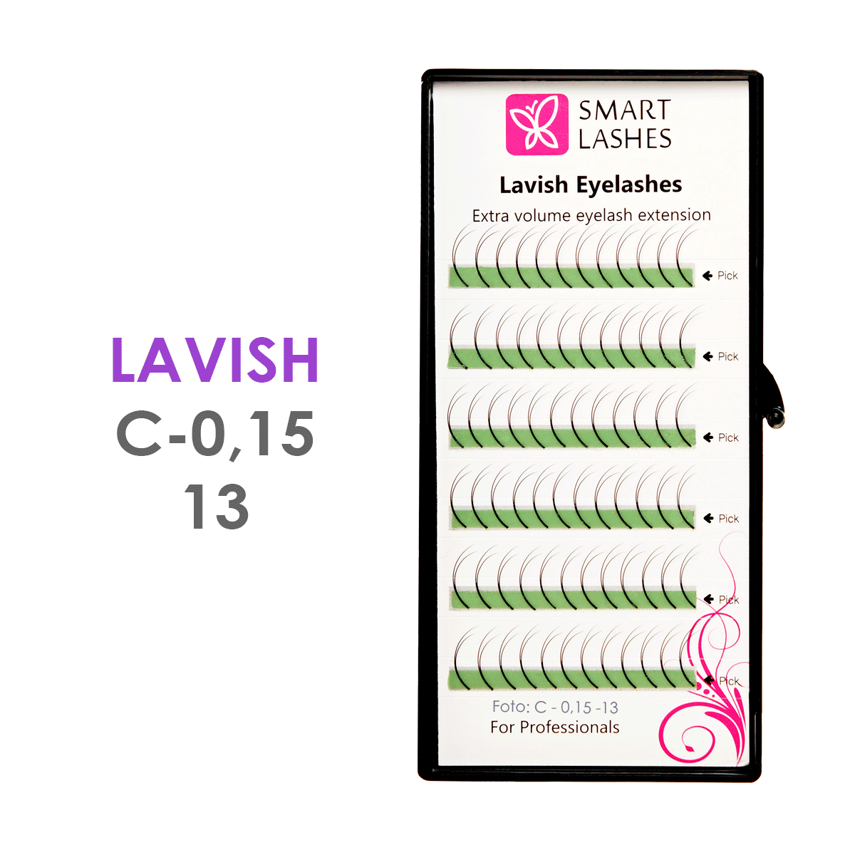 Kettős szempillák - C - 0,15 mm x 13 mm - 6 vonal | Smart Lashes