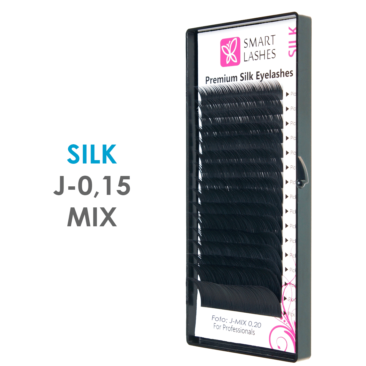 Selyem - J - 0,15 mm x 8-15 mm MIX - szempillaspirál 16 sor | Smart Lashes